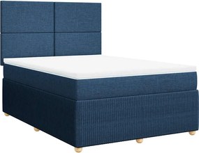 vidaXL Κρεβάτι Boxspring με Στρώμα Μπλε 140x190 εκ. Υφασμάτινο