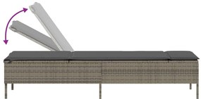 vidaXL Ξαπλώστρα Τραπέζι και Μαξιλάρια Γκρι από Συνθετικό Ρατάν