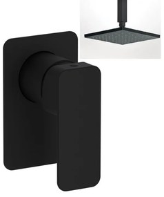 Eurorama Quadra Black Matt Ανακλινόμενη κεφαλή 20x20εκ.+Μπράτσο Τοίχου+Μπράτσο οροφής +Μίκτης Εντοιχισμού 1 Εξόδου