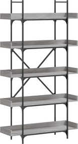 vidaXL Βιβλιοθήκη 5 Επιπέδων Γκρι Sonoma 100x33x180,5εκ. Επεξεργ. Ξύλο