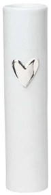 Βάζο Love LBTRD0015349 Φ5,5x17cm White-Silver Raeder Πορσελάνη