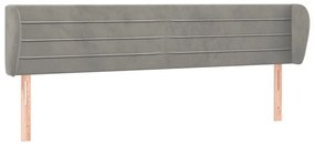 Κεφαλάρι με Πτερύγια Ανοιχτό Γκρι 183x23x78/88 εκ. Βελούδινο 3117344