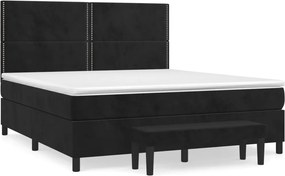 vidaXL Κρεβάτι Boxspring με Στρώμα Μαύρο 180x200 εκ. Βελούδινο