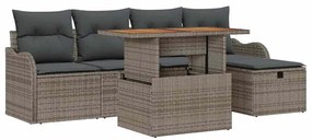 vidaXL Σετ Καναπέ Κήπου Ρυθμιζόμενο ύψος 6 pcs Γκρι συνθετικό ρατάν