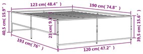 Πλαίσιο Κρεβατιού Καφέ Δρυς 120x190 εκ. Επεξ. Ξύλο &amp; Μέταλλο - Καφέ