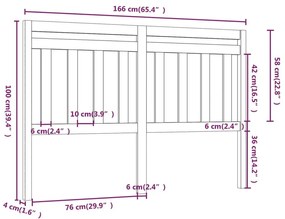 Κεφαλάρι Κρεβατιού Γκρι 166 x 4 x 100 εκ. από Μασίφ Ξύλο Πεύκου - Γκρι