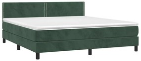 Κρεβάτι Boxspring με Στρώμα Σκούρο Πράσινο 160x200εκ. Βελούδινο - Πράσινο