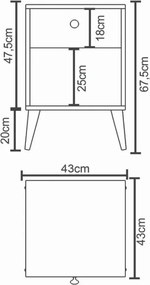 Κομοδίνο ArteLibre AMARI Ανθρακί/Δρυς Μοριοσανίδα 43x43x67.5cm