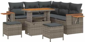 vidaXL Σετ Καναπέ Κήπου 8 pcs Γκρι Πολυέστερ και Κατασκευασμένο Ατσάλι