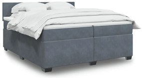 vidaXL Κρεβάτι Boxspring με Στρώμα Σκούρο Γκρι 200x200 εκ. Βελούδινο