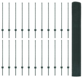 vidaXL Φράχτης  Welded Wire με 22 U Posts Πράσινος 1x50 μ Χάλυβας