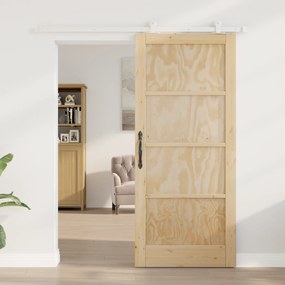 vidaXL Συρόμενη Πόρτα  με Σετ Εξαρτημάτων 86x198.5 εκ Στερεό Ξύλο Πεύκο
