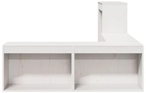Κομοδίνο με Γραφείο Λευκό 222x107x75 εκ. από Μασίφ Ξύλο Πεύκου - Λευκό