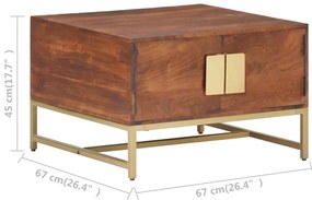 vidaXL Τραπεζάκι Σαλονιού Καφέ Μελί 67x67x45 εκ. Μασίφ Ξύλο Ακακίας
