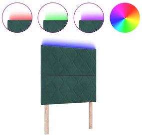 vidaXL LED Κεφαλάρι Σχεδιασμού Διαμαντιών Σκούρο Πράσινο 100 εκ. Βελούδο