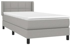 Κρεβάτι Boxspring με Στρώμα Ανοιχτό Γκρι 100x200 εκ. Υφασμάτινο - Γκρι