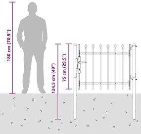 vidaXL Πύλη Φράχτη Γκρι 100 x 75 cm Χάλυβας με Επικάλυψη Πούδρας