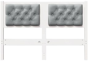 vidaXL Κεφαλάρι Άλλο Λευκό και ανοιχτό γκρι 135 cm Μασίφ ξύλο πεύκου