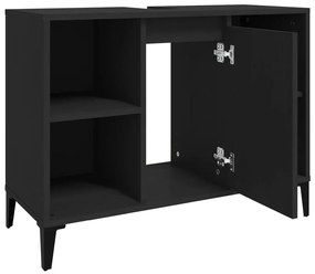 vidaXL Ντουλάπι Νιπτήρα Μαύρο 80 x 33 x 60 εκ. Επεξεργασμένο Ξύλο