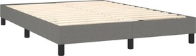 vidaXL Κρεβάτι Boxspring με Στρώμα &amp; LED Σκ.Γκρι 140x190 εκ Υφασμάτινο