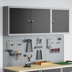 vidaXL Σετ Εργαλειοθήκης 5 Τεμαχίων με Πίνακα Αναρτήσεων Τοίχου Μαύρο Μέταλλο