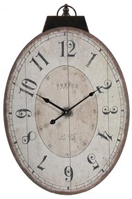 Artekko Clock Ρολόι Τοίχου Οβάλ MDF Μπεζ Μαύρο (45x3.1x73.7)cm