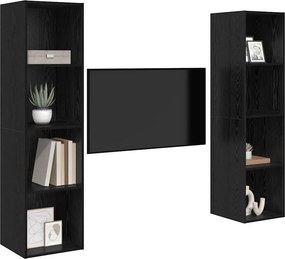 vidaXL Σετ επίπλου τηλεόρασης 2 pcs Μαύρο Επεξεργασμένο Ξύλο