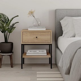 Κομοδίνο Lisa Megapap χρώμα saphhire oak 45x35x56εκ.
