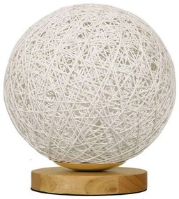 Φωτιστικό Επιτραπέζιο Ψάθινο Linton 01417 1xE27 Φ20cm White GloboStar