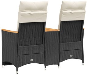 vidaXL Καναπές Κήπου Ανακλινόμενος Διθέσιος με Τραπέζι Συνθ Ρατάν