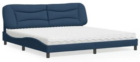 vidaXL Κρεβάτι με Στρώμα Μπλε 200x200 εκ. Υφασμάτινο