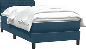 vidaXL Κρεβάτι Boxspring με Στρώμα Σκούρο Μπλε 80x220 εκ. Βελούδινο