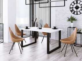 Τραπέζι Tucson 139, Άσπρο, Μαύρο, 75x90x185cm, 54 kg, Πλαστικοποιημένη μοριοσανίδα, Μέταλλο | Epipla1.gr