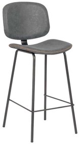 Σκαμπώ BAR BARLEY Μεταλ.Μαύρο/Pu Vintage Grey Grey 43x49x70/102cm (Σετ 2 ΤΕΜ)