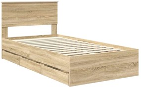 vidaXL Σκελετός Κρεβατιού Δρύς Sonoma 100 x 200 cm Μηχανήματος Ξύλο