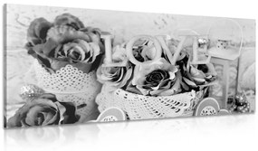 Εικόνα vintage διακόσμηση με την επιγραφή Love σε ασπρόμαυρο - 100x50