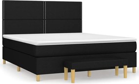vidaXL Κρεβάτι Boxspring με Στρώμα Μαύρο 180x200 εκ. Υφασμάτινο