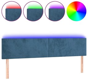 vidaXL Κεφαλάρι Κρεβατιού LED Σκούρο Μπλε 200x5x78/88 εκ. Βελούδινο
