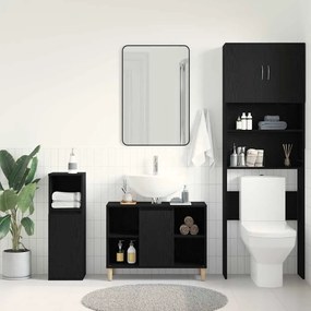 vidaXL Ντουλάπι Νιπτήρα Μαύρο Δρυς 80x33x60 εκ. από Τεχνητό Ξύλο
