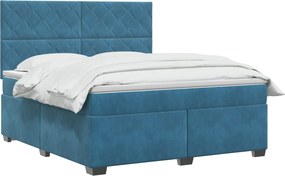 vidaXL Κρεβάτι box spring με στρώμα Μπλε 140 x 200 cm Βελούδο