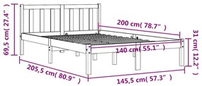 Σκελετός Κρεβατιού Χωρίς Στρώμα Καφέ 140x200 Μασίφ Ξύλο Πεύκου - Καφέ