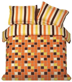 Makis Tselios Home Σετ Παπλωματοθήκη Υπέρδιπλη 220x240 Squares Orange