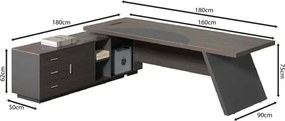 MASTER Γραφείο Αριστερή Γωνία, Απόχρωση Grey Walnut   1τμχ