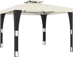 vidaXL Κιόσκι με Διπλή Οροφή Κρεμ 2,98x2,98 μ. Ατσάλινο