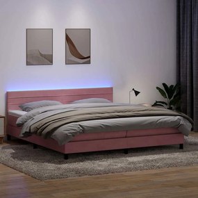 vidaXL Κρεβάτι Boxspring με Στρώμα Ροζ 200x210 εκ. Βελούδινο