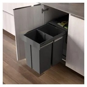 Gollinucci Δοχείο Απορριμμάτων Συρόμενο Σετ 2x14lt Γκρι Για Κ300mm Line 222