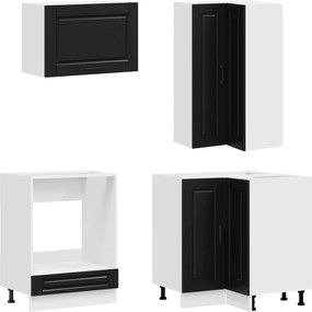 vidaXL Μονάδα κουζίνας PORTO 8 pcs Μαύρο Επεξεργασμένο Ξύλο