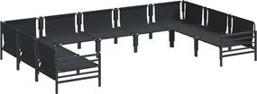 vidaXL Σετ Καναπέ Κήπου με μαξιλάρι 9 pcs Μαύρο Ατσάλι