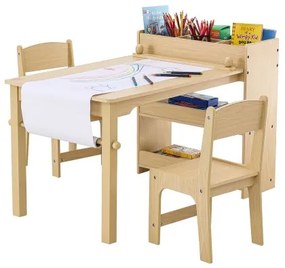 VEVOR Kids Art Table and 2 Chairs Toddler Craft and Play Table with A Cabinet