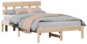 vidaXL Σκελετός Κρεβατιού Καφέ 135 x 190 cm Μασίφ ξύλο πεύκου